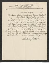 Nachlass Franz Steindachner, Brief von Mathias Stettner an Franz Steindachner (09.10.1901), Inv.Nr. 514.01, Seite 1